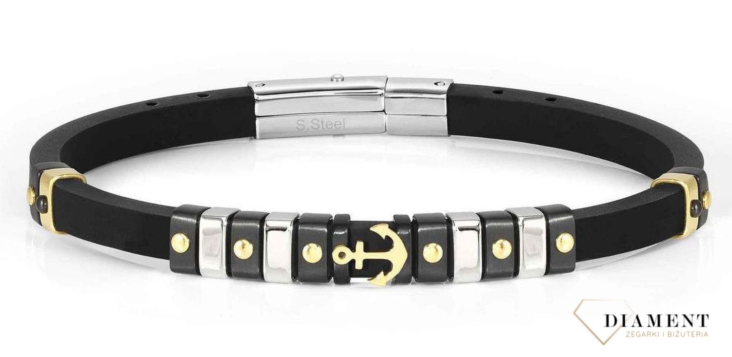 Bransoletka męska Nomination City z kotwicą 028815 002. Bransoletka w kolorze czarnym wykonana z kauczuku i stali szlachetnej 316L.  Czerń pasuje do każdego koloru, tak więc bransoletka jest poprzez swój kolor uniwersalna .jpg